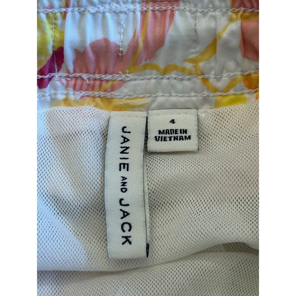 K33 Janie and Jack Boys Floral Swim Trunks Yellow Pink Green Size 4